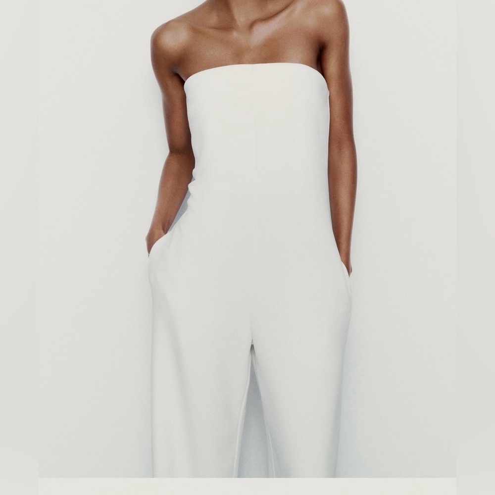 SOLD-Zara-Strapless Jumpsuit-NEW-Size small